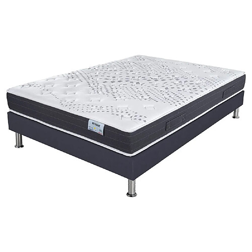 Ebac Matelas mousse + Sommier SR15 Volcan 160x200 Myriade - H. 21 cm - Soutien équilibré