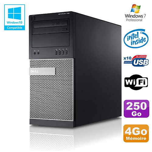 PC Tour Dell Optiplex 790 Intel G630 2,7Ghz 4Go Disque 250Go DVD WIFI Win 7 · Occasion