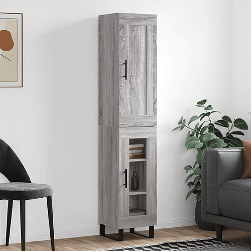 vidaXL Buffet haut Sonoma gris 34,5x34x180 cm Bois d'ingénierie