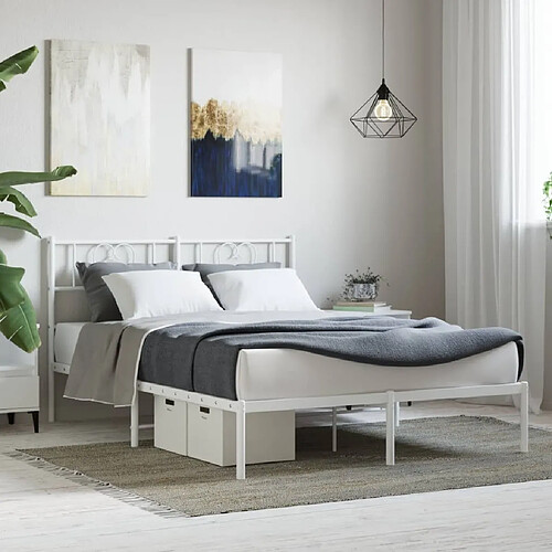 Maison Chic Lit adulte - Cadre de lit métal avec tête de lit pour chambre blanc 120x190 cm -MN33015