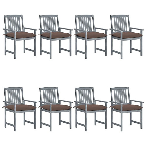 Maison Chic Lot de 8 Chaises de jardin avec coussins | chaises d'extérieur | Fauteuil Relax Bois d'acacia solide Gris -GKD38649