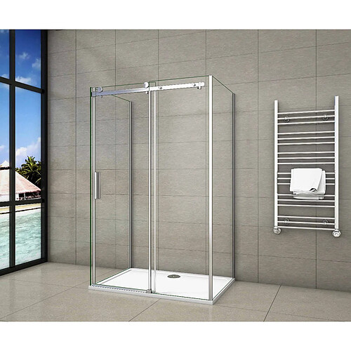 Aica Sanitaire Cabine de douche 110x80x80cm en verre securit anticalcaire 8mm