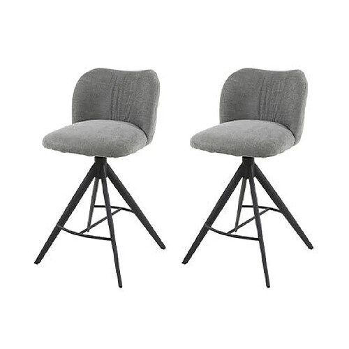 Mes Lot de 2 chaises de bar pivotantes effet jeans gris - JEWA