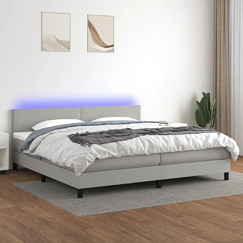 Sommier à lattes et matelas LED,Cadre à lattes de lit pour Adulte Gris clair 200x200 cm Tissu -MN52241