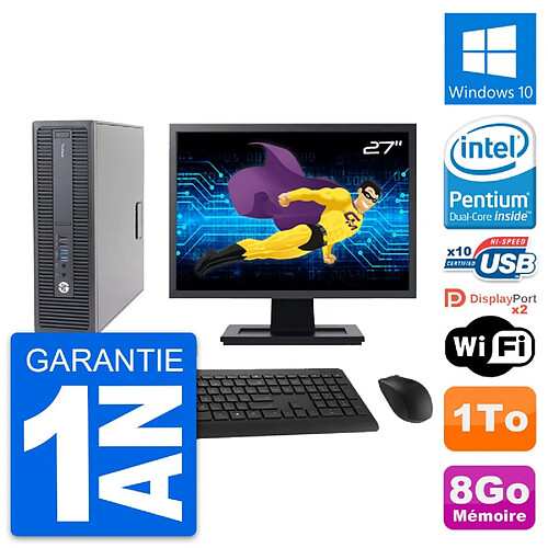 PC HP 600 G2 SFF Ecran 27" Intel G4400 RAM 8Go Disque Dur 1To Windows 10 Wifi · Occasion