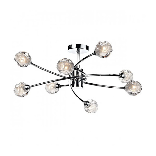 Luminaire Center Plafonnier Seattle chrome poli et verre moulé 8 ampoules