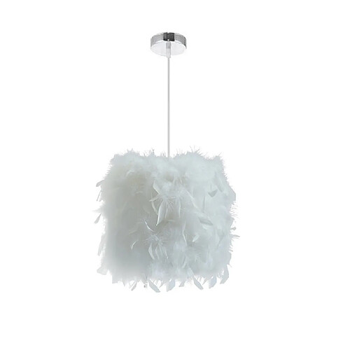 Stoex E27 Lustre Suspension en Plumes Blanche 23cm 40W, Abat-jour Rétractiles Luminaire Plafonnier pour Chambre de l'enfant, Salon, Décor