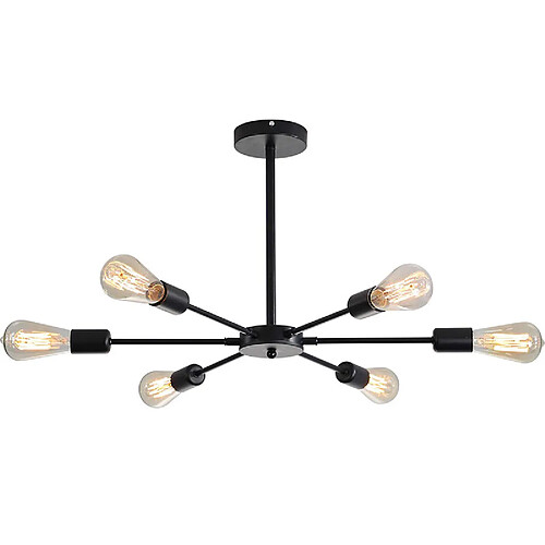 Universal Lampe industrielle 6 - Boîte à lumière E27 Plafond Lampe Prise Lustre Noir Luminaire Suspension.