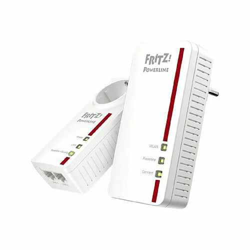 AVM FRITZ!Powerline 1260E WLAN Set pont GigE, HomePlug AV (HPAV) 2.0, IEEE 1901 802.11a-b-g-n-ac Bi-bande Branchement mural