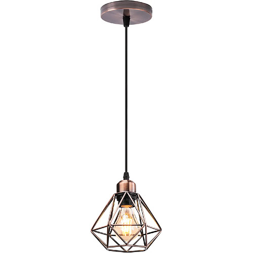 Stoex Plafonnier Rétro Brun Suspension Luminaire Vintage D'Intérieur Suspension Lustre E27 Cage en Métal