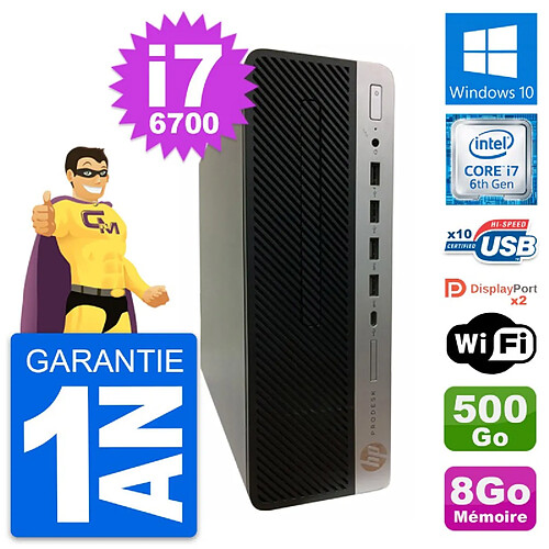 PC HP ProDesk 600 G3 SFF Intel i7-6700 RAM 8Go Disque Dur 500Go Windows 10 Wifi · Occasion