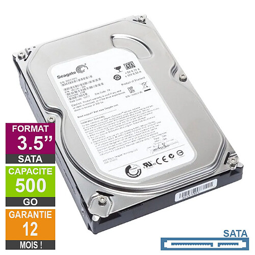 Seagate Technology Disque Dur 500Go SATA 3.5 Seagate Barracuda ST3500413AS 20mm 7200rpm 16Mo · Reconditionné