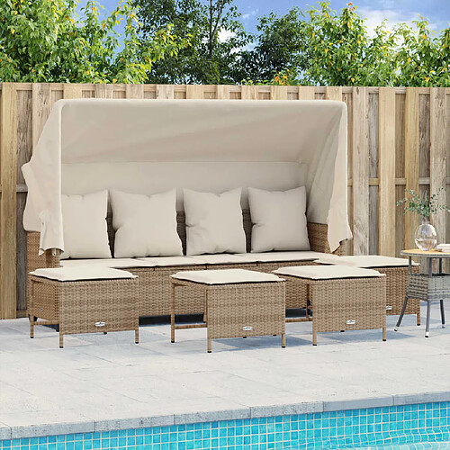 vidaXL Salon de jardin avec coussins 5 pcs beige résine tressée