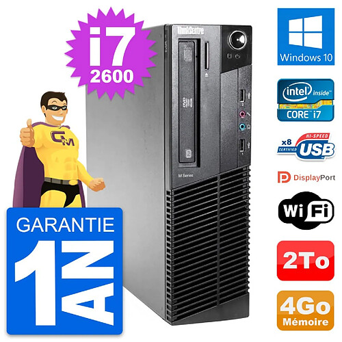 PC Lenovo ThinkCentre M81 SFF Intel i7-2600 RAM 4Go Disque 2To Windows 10 Wifi · Occasion