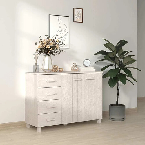 Maison Chic Buffet,Meuble de Rangement,commode pour salon,Cuisine MOLDE Blanc 113x40x80 cm Bois massif de pin -MN78355