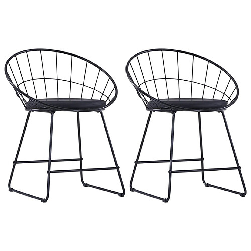 vidaXL Chaises à manger Siège en similicuir lot de 2 noir acier