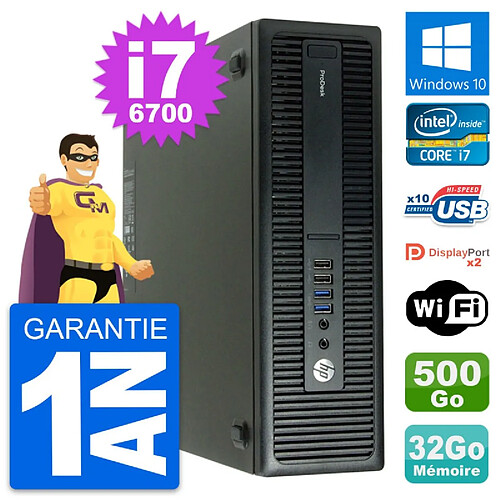 PC HP ProDesk 600 G2 SFF Intel i7-6700 RAM 32Go Disque Dur 500Go Windows 10 Wifi · Occasion