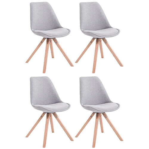 Decoshop26 Lot de 4 chaises de salle à manger design scandinave en tissu gris et pieds en bois clair forme carré 10_0003204