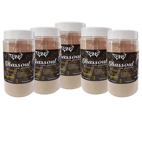 Desineo Lot de 5kg de ghassoul argile blanc traditionnel naturel BIO