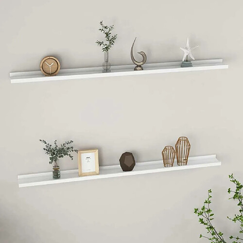 Maison Chic Lot de 2 Étagères murales,Étagère Rangement flottate Blanc 115x9x3 cm -MN67603