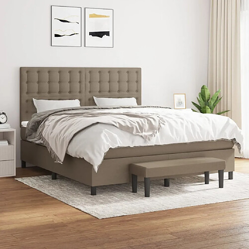 vidaXL Sommier à lattes de lit avec matelas Taupe 180x200 cm Tissu