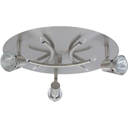 Plafonnier DANIEL rond 3xGU10+6x10WG4 (12V) H12xP.36cm Nickel