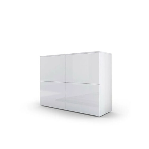 Mpc Commode Moderne Blanche Façades Laquées Et Corps Mat 72 X 92 X 35 Cm