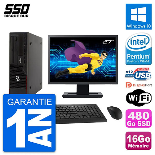 PC Fujitsu E910 DT Ecran 27" Intel G630 RAM 16Go SSD 480Go Windows 10 Wifi · Occasion