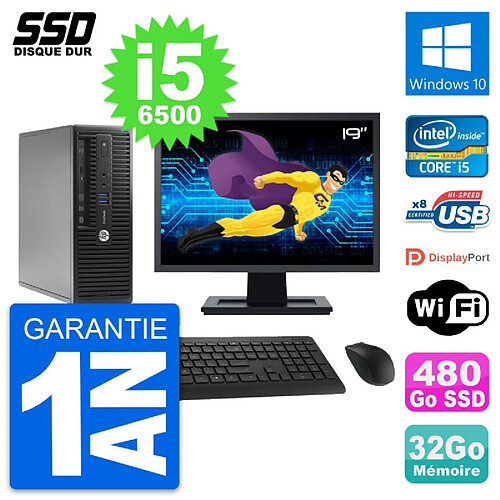 PC HP ProDesk 400 G3 SFF Ecran 19" i5-6500 RAM 32Go SSD 480Go Windows 10 Wifi · Occasion