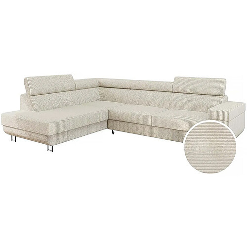 Palozi Sofa Canapé d'angle Gauche Fonti en velours côtelé - 5 places - Beige