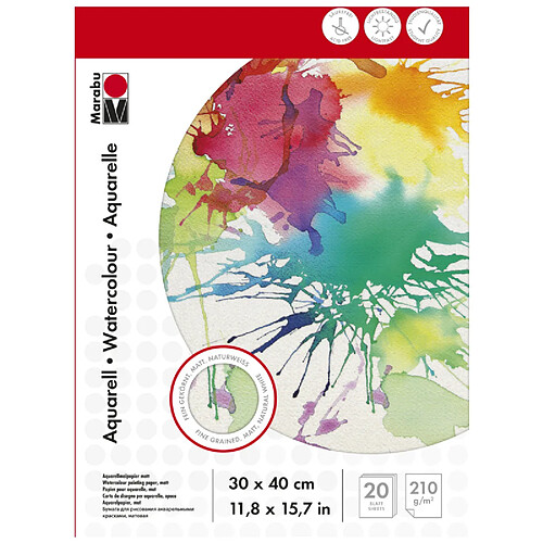 Marabu Bloc Aquarelle , 300 x 400 mm, 210 g/m2, 20 feuilles ()