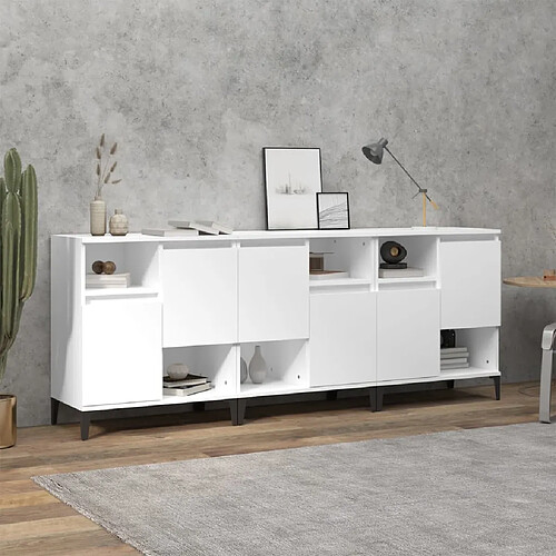 vidaXL Buffets 3 pcs blanc 60x35x70 cm bois d'ingénierie