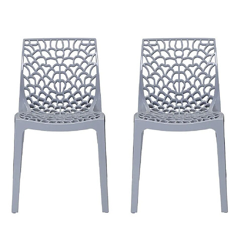 Vente-Unique Lot de 2 chaises empilables DIADEME - Polypropylène - Gris clair