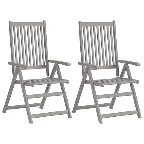 vidaXL Chaises inclinables de jardin lot de 2 Gris Bois solide acacia