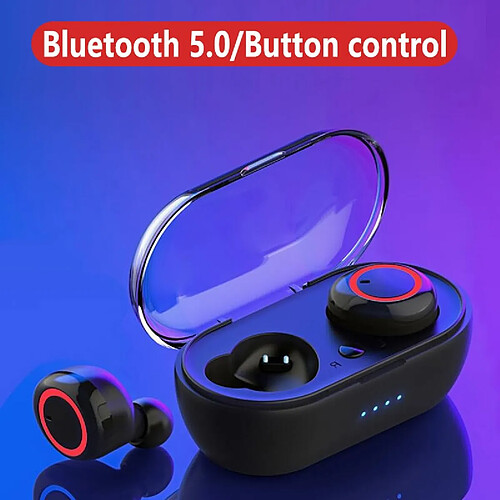 GUPBOO Écouteurs 5.0 TWS Écouteurs sans fil Bluetooth Écouteurs intra-auriculaires Casque stéréo de jeu avec étui de charge Convient à tous les téléphones