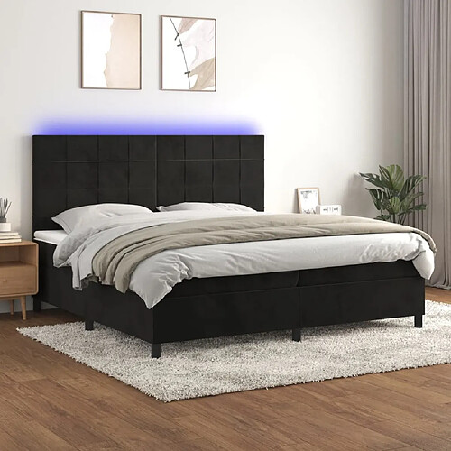 Sommier à lattes,Cadre à lattes de lit pour Adulte matelas et LED Noir 200x200 cm Velours -MN45358