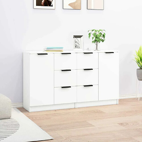 Maison Chic Ensemble de 2 Buffets,commode,console pour rangement Blanc 60x30x70 cm Bois d'ingénierie -MN57867