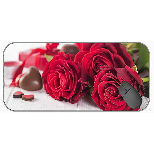 Universal (750x300x3) Tampon de souris de jeu Extra Large Gaming, fleur de rose de la Saint-Valentin Nature morte de souris Mat à souris