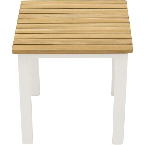 Venture Home Petite table d'appoint extérieure carré en alu et teck Mexico Blanc.