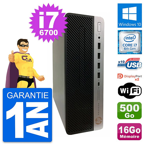 PC HP ProDesk 600 G3 SFF Intel i7-6700 RAM 16Go Disque Dur 500Go Windows 10 Wifi · Occasion