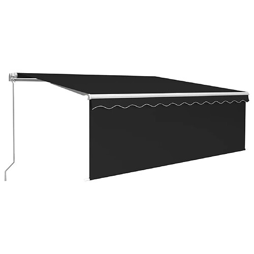 Maison Chic Auvent manuel rétractable avec store | store extérieurs de porte | Marquise Brise-soleil et LED 4x3 m Anthracite -GKD11943