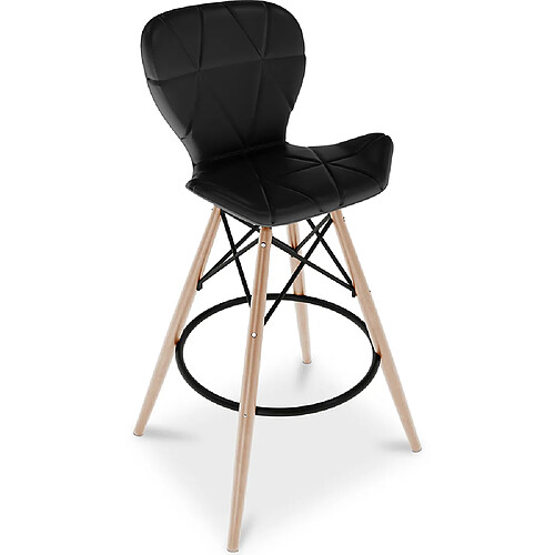 ICONIK INTERIOR Chaise de bar design scandinave avec pieds en bois naturel - Laila Noir