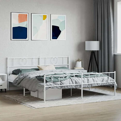 Maison Chic Lit adulte - Cadre de lit métal avec tête de lit/pied de lit,Structure du lit Contemporain pour chambre blanc 183x213cm -MN25683