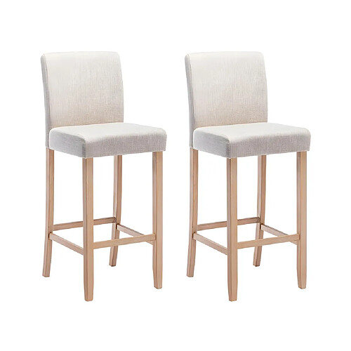 Vente-Unique Lot de 2 tabourets de bar - Tissu - Beige - ROVIGO