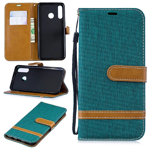 Etui en PU tissu jeans de couleur assortie vert pour votre Huawei P30 Lite