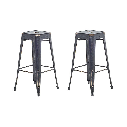 Beliani Tabouret de bar Set de 2 Métal Noir CABRILLO