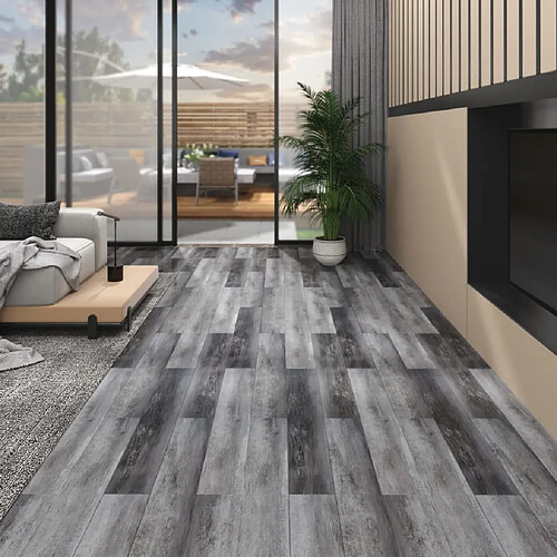 vidaXL Dalles de plancher PVC 5,02 m² 2 mm autoadhésif gris brillant