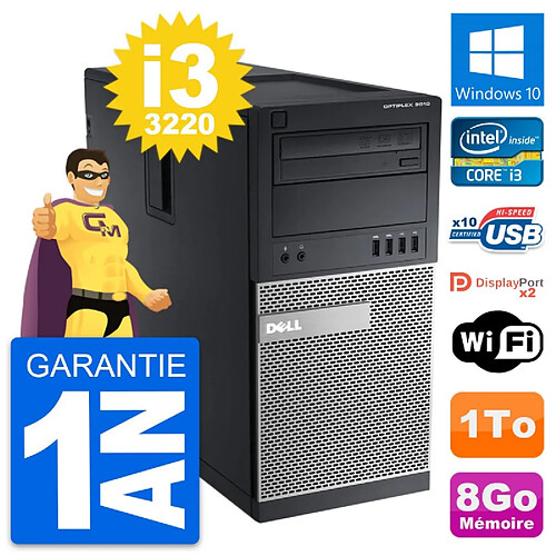 PC Tour Dell OptiPlex 9010 Intel Core i3-3220 RAM 8Go Disque 1To Windows 10 Wifi · Occasion