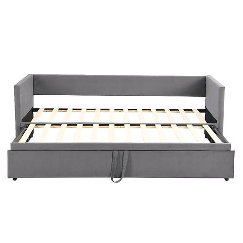 KOMHTOM Lit rembourré gris 90 / 180 * 200 cm canapé - lit extensible, tissu de velours pro - peau avec cadre à lattes, lit multifonctionnel