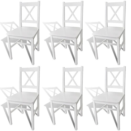 vidaXL Chaises à manger lot de 6 blanc pinède